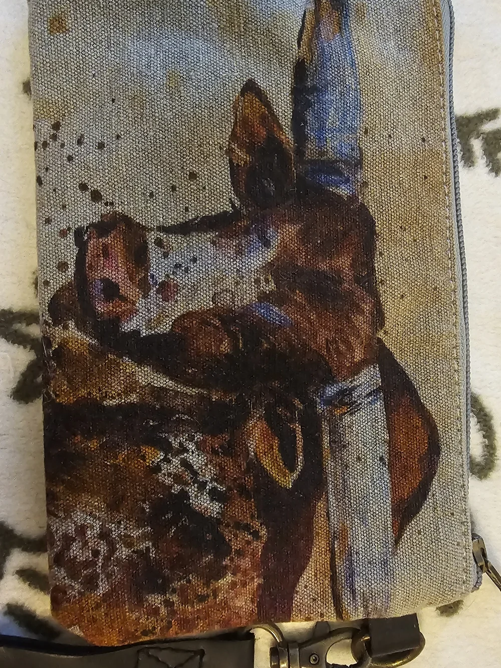 Canvas Giraffe Wristlet Wallet in Tan and Brown
